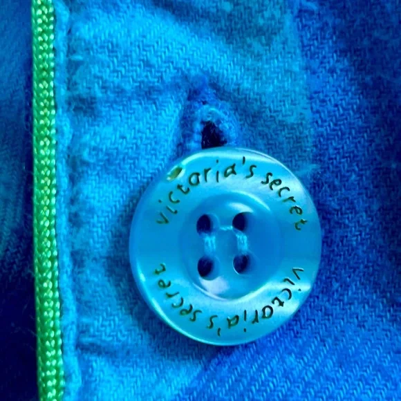 Victoria’s Secret Flannel Cotton Pajamas MED Vintage Blue/Lime Polka Dot- - Picture 4 of 10